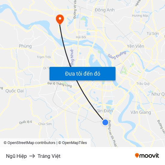 Ngũ Hiệp to Tráng Việt map