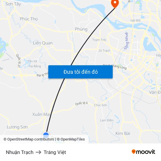 Nhuận Trạch to Tráng Việt map