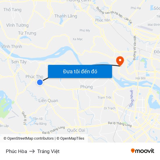 Phúc Hòa to Tráng Việt map