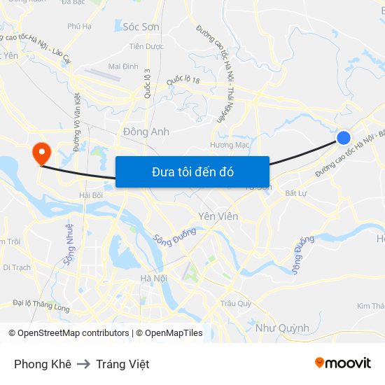 Phong Khê to Tráng Việt map