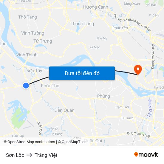 Sơn Lộc to Tráng Việt map