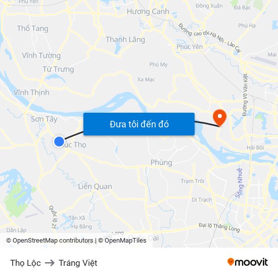 Thọ Lộc to Tráng Việt map