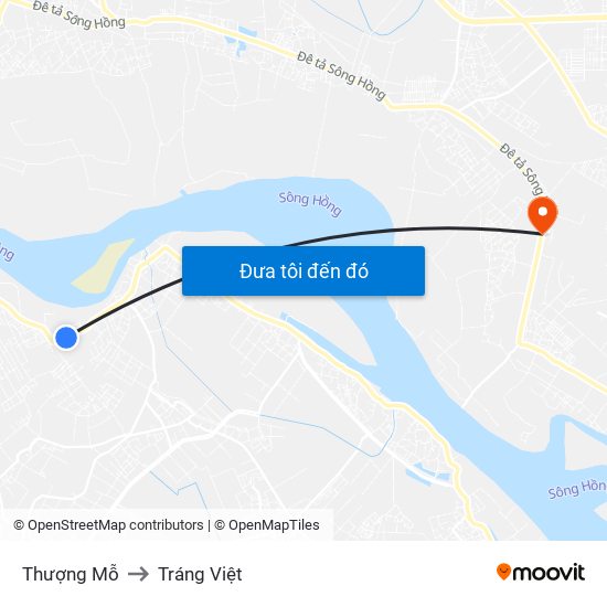 Thượng Mỗ to Tráng Việt map