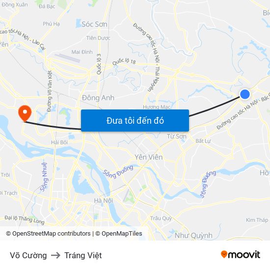 Võ Cường to Tráng Việt map