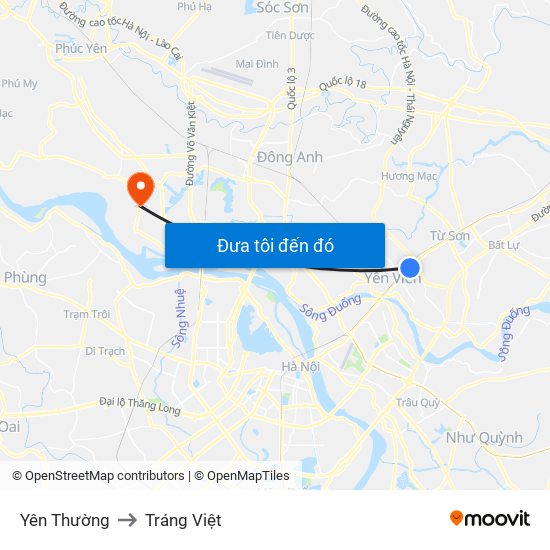 Yên Thường to Tráng Việt map