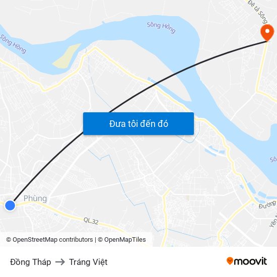 Đồng Tháp to Tráng Việt map