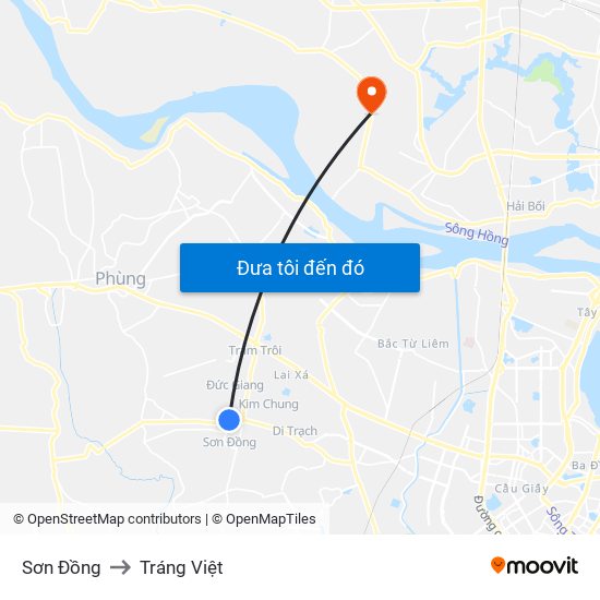 Sơn Đồng to Tráng Việt map