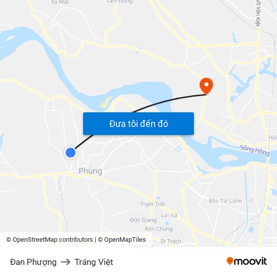 Đan Phượng to Tráng Việt map