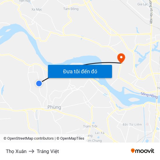 Thọ Xuân to Tráng Việt map