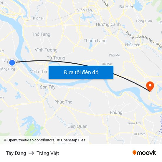 Tây Đằng to Tráng Việt map