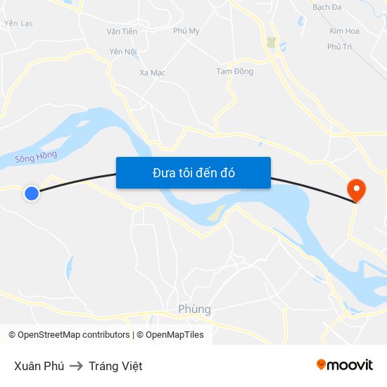 Xuân Phú to Tráng Việt map