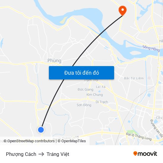 Phượng Cách to Tráng Việt map