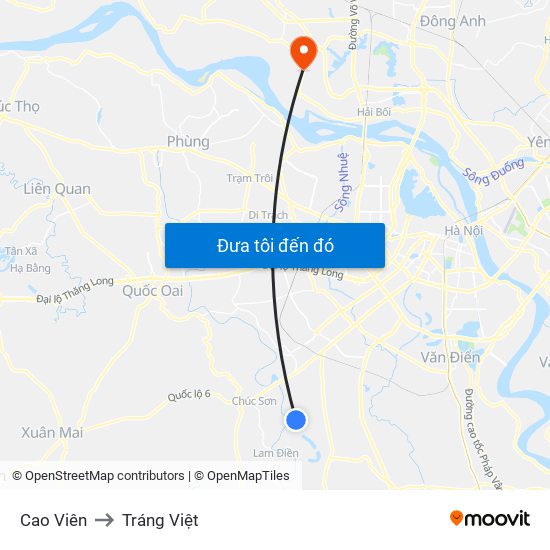 Cao Viên to Tráng Việt map