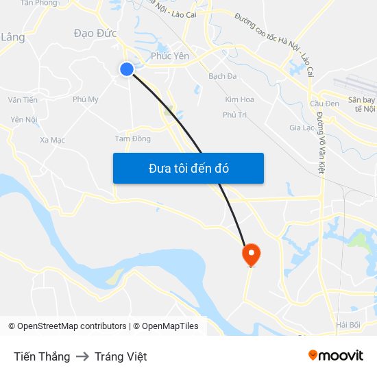 Tiến Thắng to Tráng Việt map