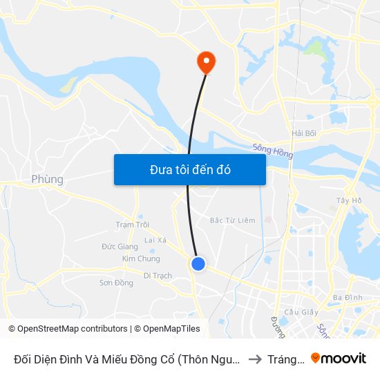 Đối Diện Đình Và Miếu Đồng Cổ (Thôn Nguyên Xá) - Đường 32 to Tráng Việt map