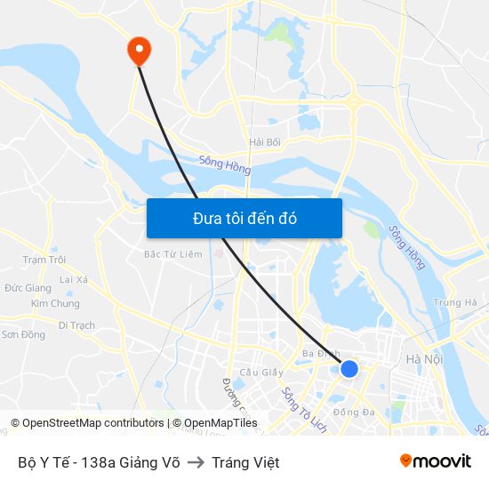 Bộ Y Tế - 138a Giảng Võ to Tráng Việt map