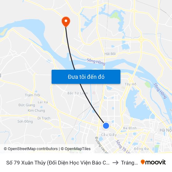Số 79 Xuân Thủy (Đối Diện Học Viện Báo Chí Và Tuyên Truyền) to Tráng Việt map