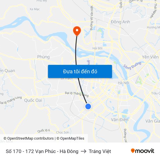 Số 170 - 172 Vạn Phúc - Hà Đông to Tráng Việt map