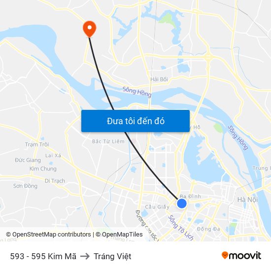 593 - 595 Kim Mã to Tráng Việt map