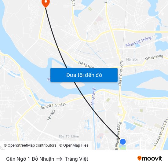 Gần Ngõ 1 Đỗ Nhuận to Tráng Việt map