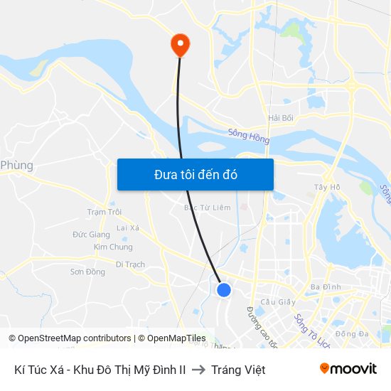 Kí Túc Xá - Khu Đô Thị Mỹ Đình II to Tráng Việt map