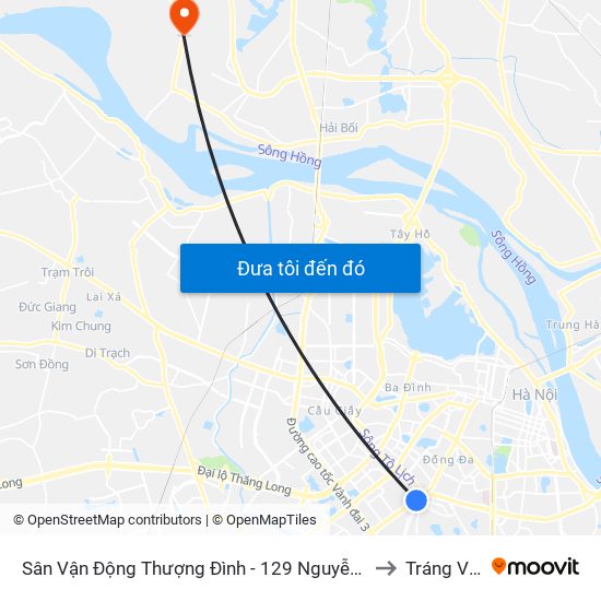 Sân Vận Động Thượng Đình - 129 Nguyễn Trãi to Tráng Việt map