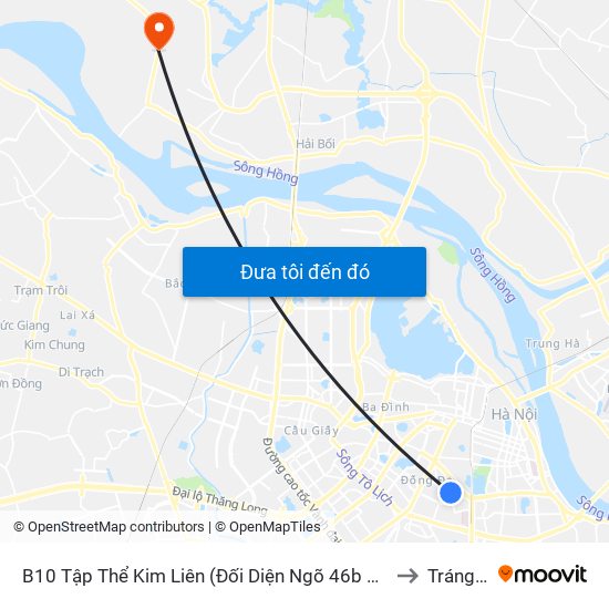 B10 Tập Thể Kim Liên (Đối Diện Ngõ 46b Phạm Ngọc Thạch) to Tráng Việt map