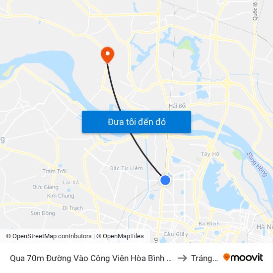 Qua 70m Đường Vào Công Viên Hòa Bình - Phạm Văn Đồng to Tráng Việt map