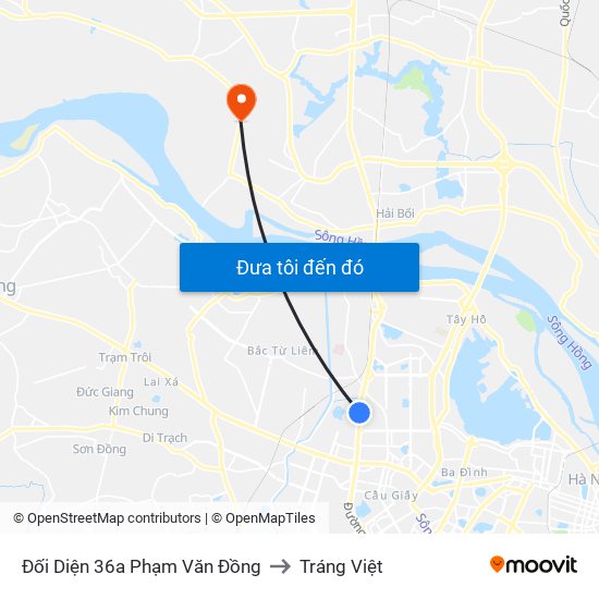 Đối Diện 36a Phạm Văn Đồng to Tráng Việt map