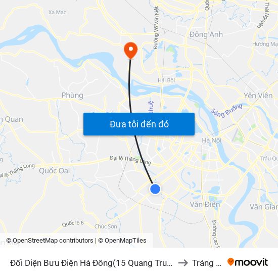 Đối Diện Bưu Điện Hà Đông(15 Quang Trung Hà Đông) to Tráng Việt map