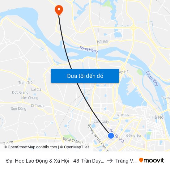 Đại Học Lao Động & Xã Hội - 43 Trần Duy Hưng to Tráng Việt map