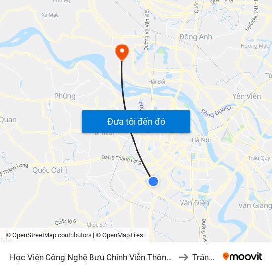 Học Viện Công Nghệ Bưu Chính Viễn Thông - Trần Phú (Hà Đông) to Tráng Việt map