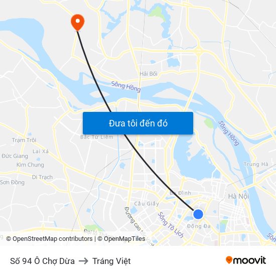 Số 94 Ô Chợ Dừa to Tráng Việt map