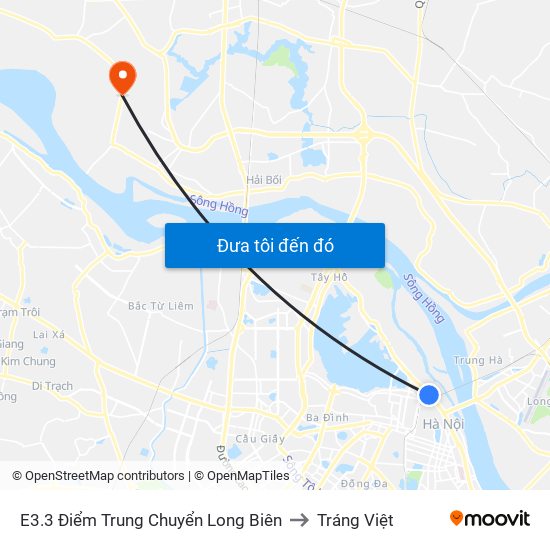 E3.3 Điểm Trung Chuyển Long Biên to Tráng Việt map