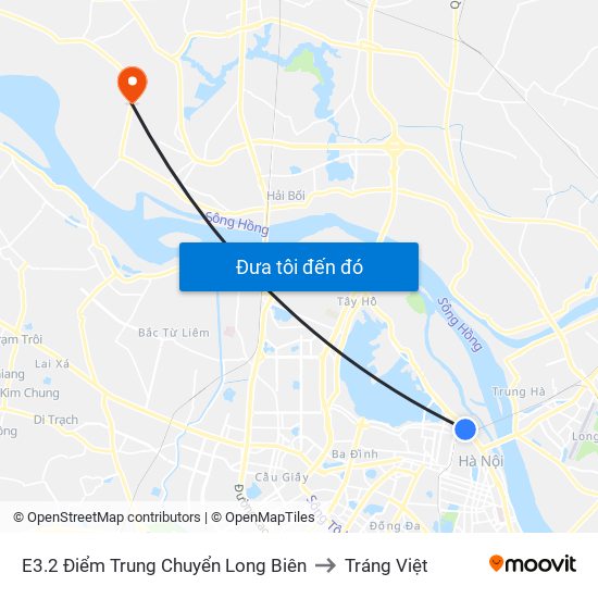 E3.2 Điểm Trung Chuyển Long Biên to Tráng Việt map