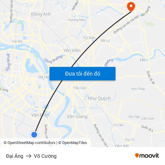 Đại Áng to Võ Cường map