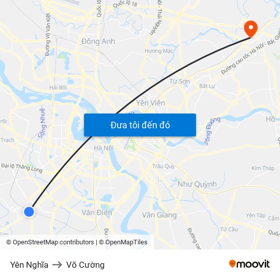 Yên Nghĩa to Võ Cường map