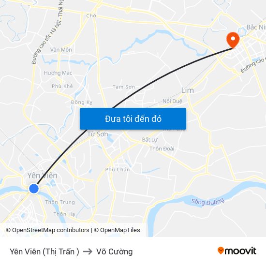 Yên Viên (Thị Trấn ) to Võ Cường map