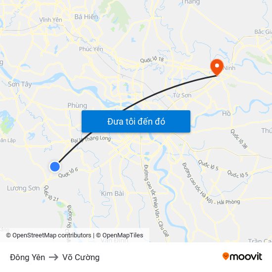 Đông Yên to Võ Cường map