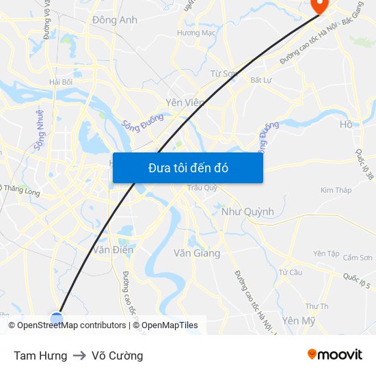 Tam Hưng to Võ Cường map