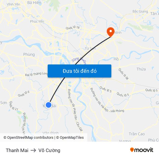 Thanh Mai to Võ Cường map