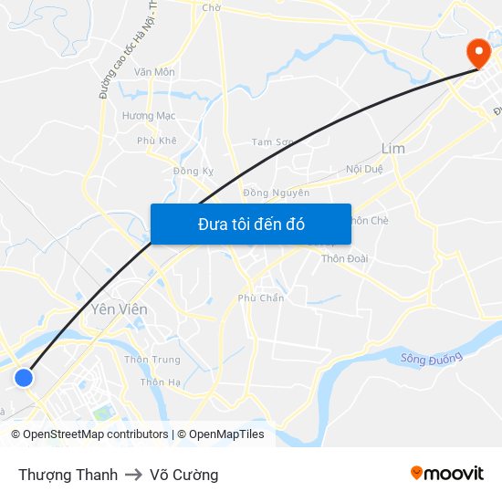 Thượng Thanh to Võ Cường map