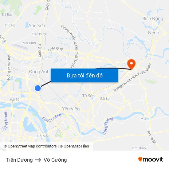 Tiên Dương to Võ Cường map