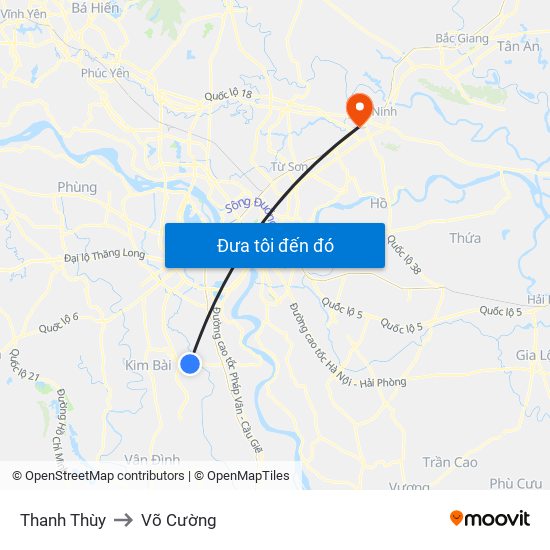 Thanh Thùy to Võ Cường map
