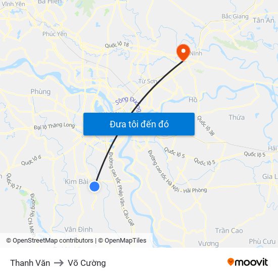 Thanh Văn to Võ Cường map