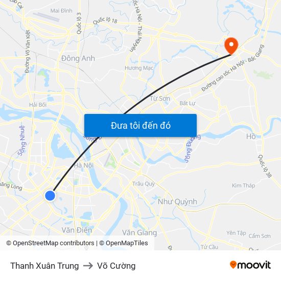 Thanh Xuân Trung to Võ Cường map