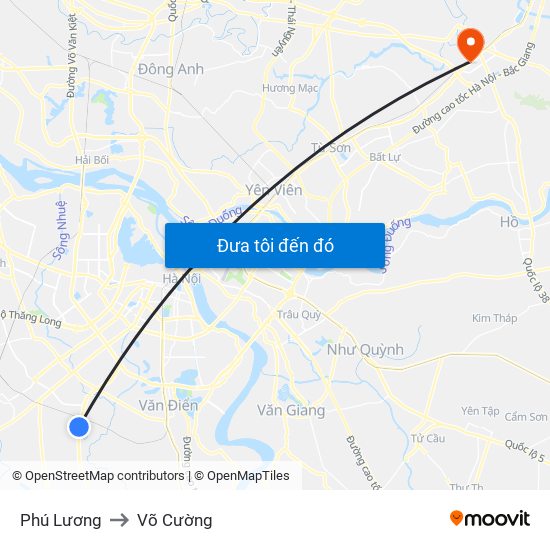 Phú Lương to Võ Cường map