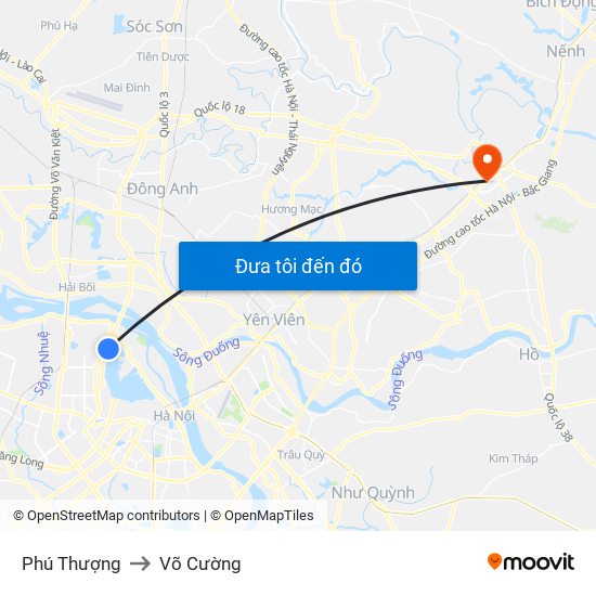 Phú Thượng to Võ Cường map