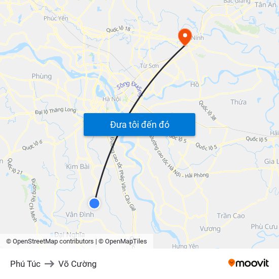 Phú Túc to Võ Cường map