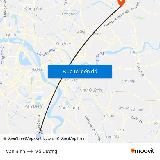 Văn Bình to Võ Cường map